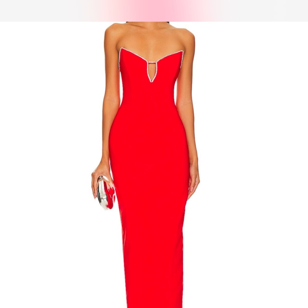 Red Strapless Bodycon Gown for Cocktail